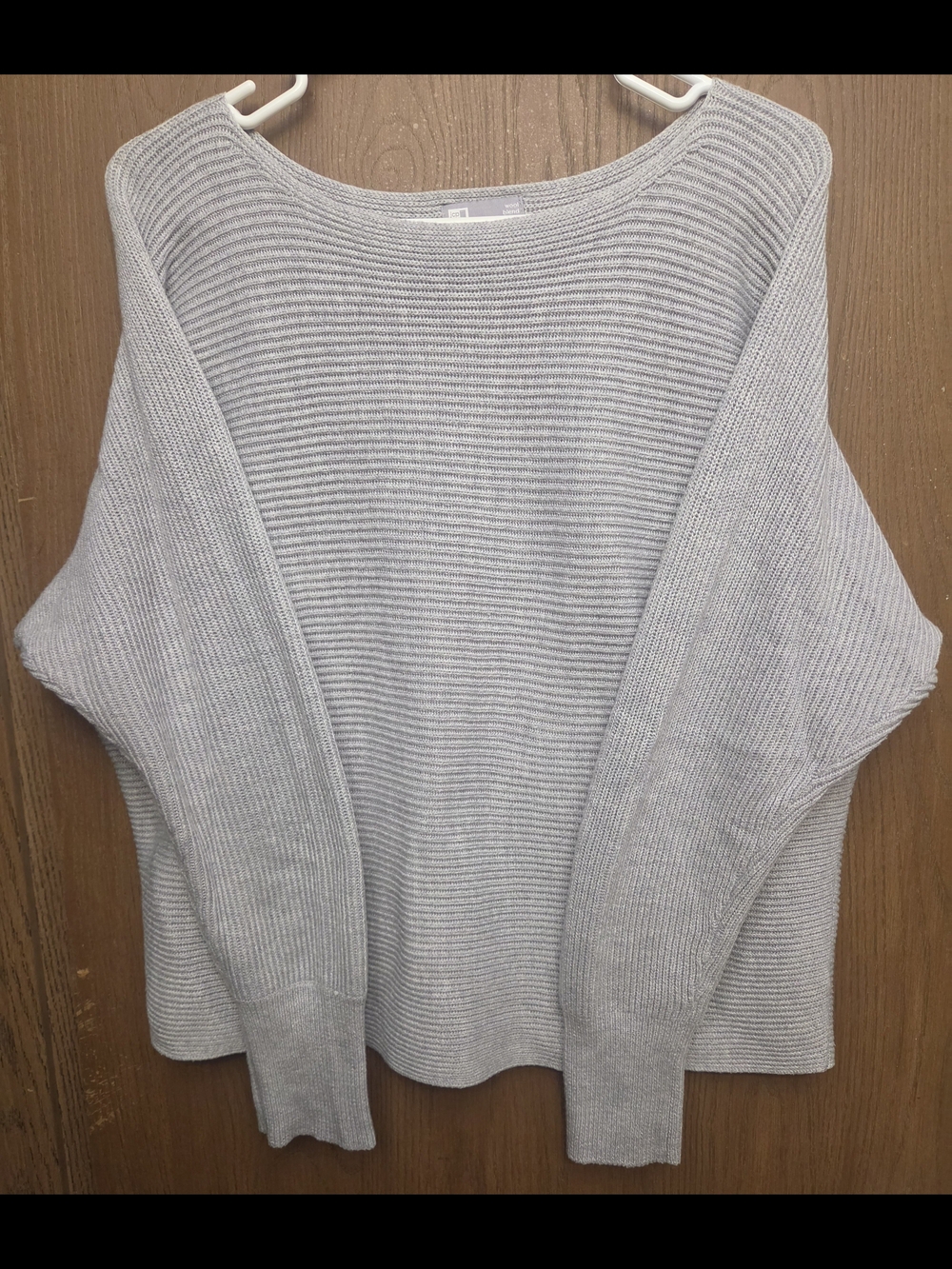 Light Gray Ribbed Scoop Neck Sweater